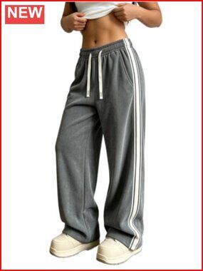 Women's Wide Leg Corduroy Pants Loose Fit Baggy Straight Sweatpants